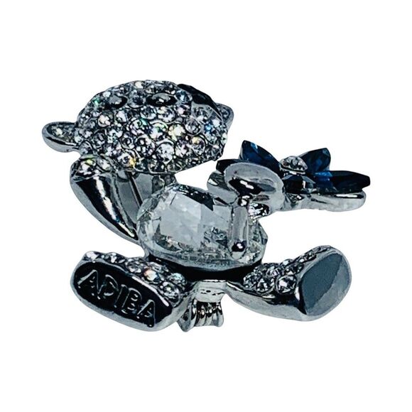 Swarovski Crystal Teddy Bear Brooch Pin 1.5" Whimsical Star Eye Shimmering - Picture 8 of 12
